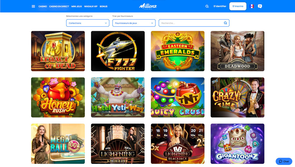 Aperçu machines à sous Millionz Casino