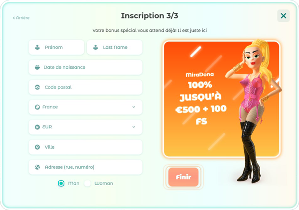 Inscription sur le casino en ligne Neon54 3