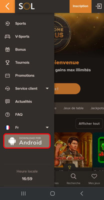 Télécahrger application mobile SOL Casino